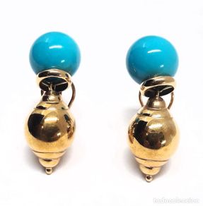 Joyeria: PRECIOSOS PENDIENTES DE ORO Y TURQUESAS NUEVOS A ESTRENAR